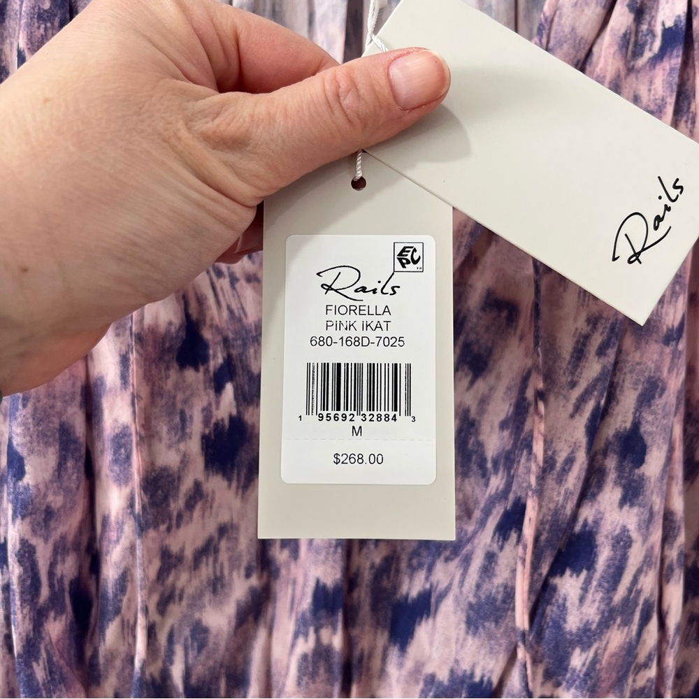 NEW $238 Rails Fiorella Cotton Ikat-Inspired Mini dress‎ Medium Pink Geometric - Picture 9 of 14